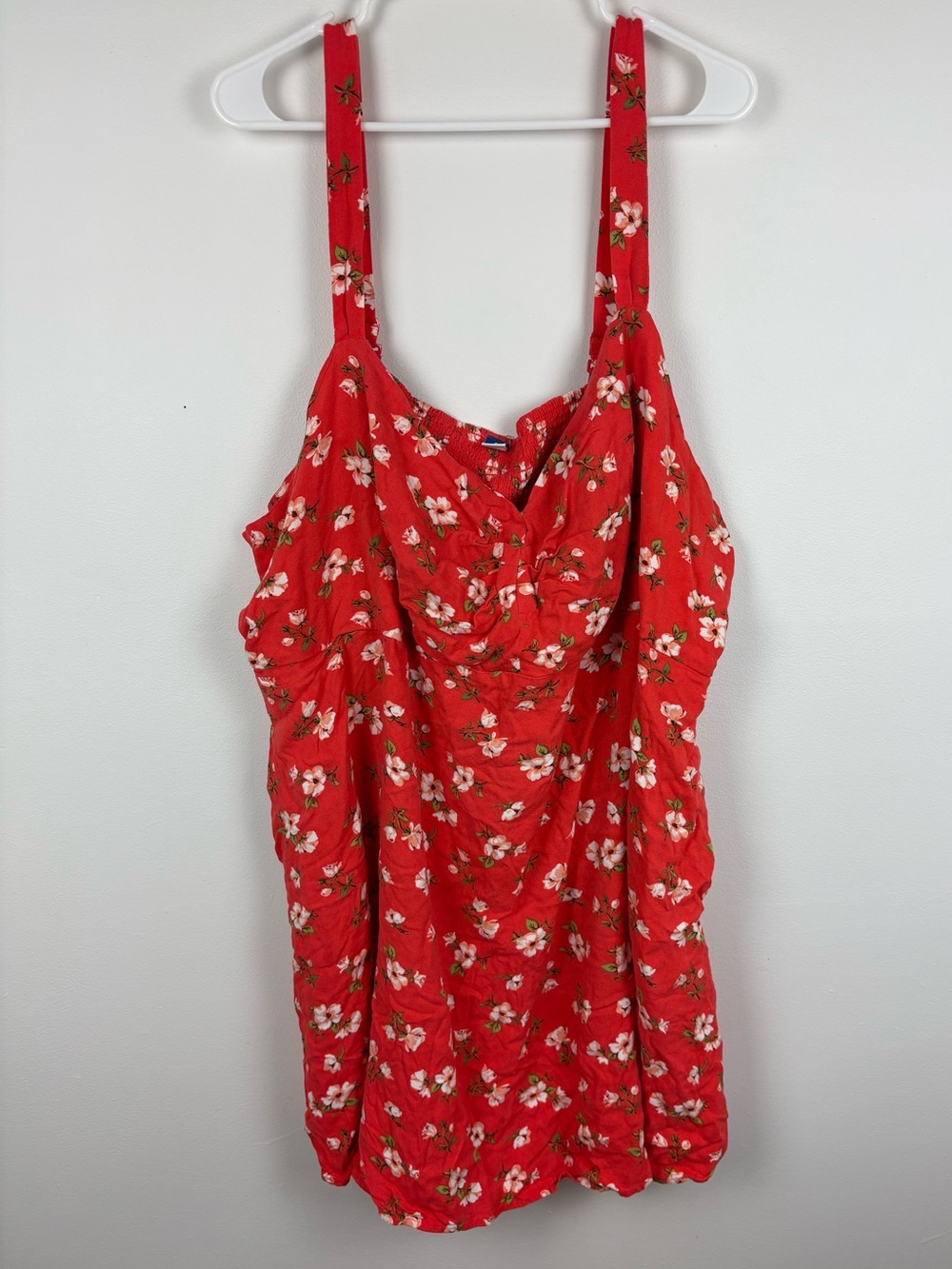 Old Navy Orange Red Floral Sleeveless Mini Dress 4X EUC Picnic Chic Festival - Picture 1 of 8